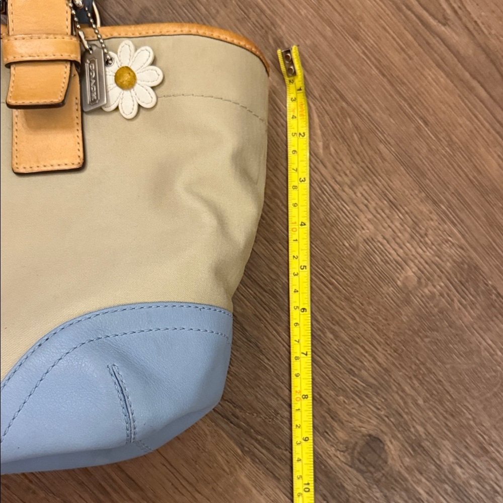 Coach SoHo Tan and Blue Canvas and Leather Shoulder Bag - Picture 4 of 10